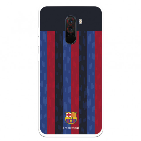 Funda para Xiaomi Pocophone F1 del FC Barcelona Fondo Rayas Verticales  - Licencia Oficial FC Barcelona
