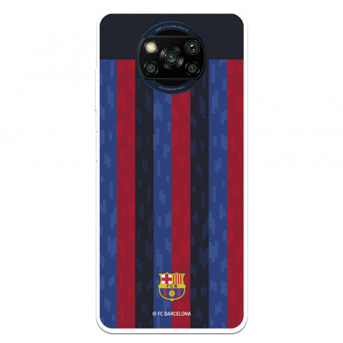 Funda para Xiaomi Poco X3 del FC Barcelona Fondo Rayas Verticales  - Licencia Oficial FC Barcelona