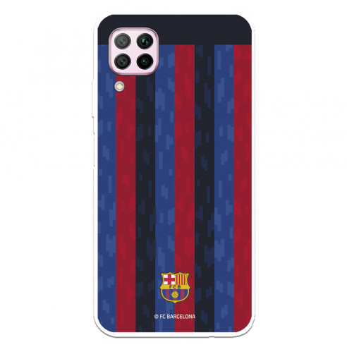 Funda para Huawei P40 Lite del FC Barcelona Fondo Rayas Verticales  - Licencia Oficial FC Barcelona