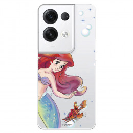 Funda para Oppo Reno 8 Pro Oficial de Disney Ariel y Sebastián Burbujas - La Sirenita