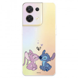 Funda para Oppo Reno 8 Oficial de Disney Angel & Stitch Beso - Lilo & Stitch