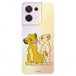 Funda para Oppo Reno 8 Oficial de Disney Simba y Nala Silueta - El Rey León