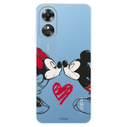 Funda para Oppo A17 Oficial de Disney Mickey y Minnie Beso - Clásicos Disney