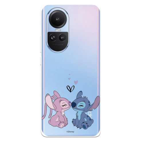 Funda para Oppo Reno10 Oficial de Disney Angel & Stitch Beso - Lilo & Stitch