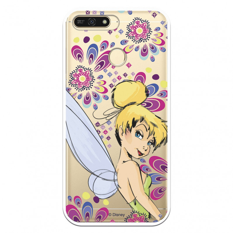 Carcasa Oficial Disney Campanilla Flores Transparente para Huawei Y6 2018 - Peter Pan- La Casa de las Carcasas