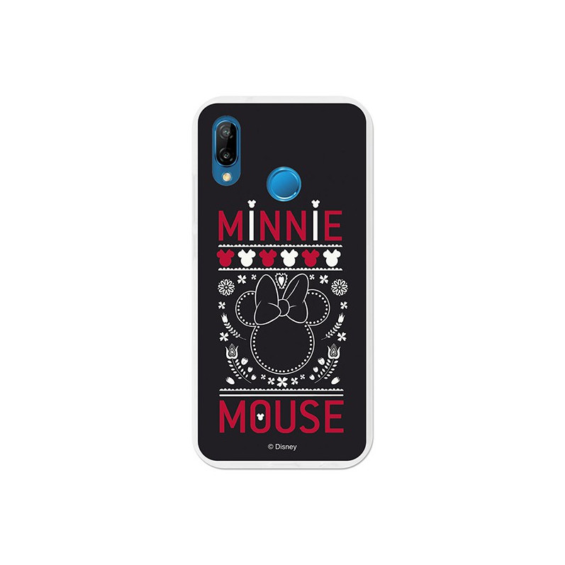 Husă oficială Disney Minnie, broderie neagră Huawei P20 Lite