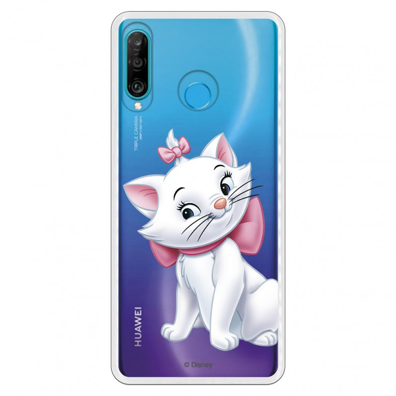 Carcasa oficială Disney Marie Silhouette Transparent Case pentru Huawei P30 Lite - The Aristocats