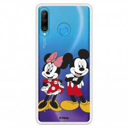 Funda para Huawei P30 Lite Oficial de Disney Mickey y Minnie Posando - Clásicos Disney