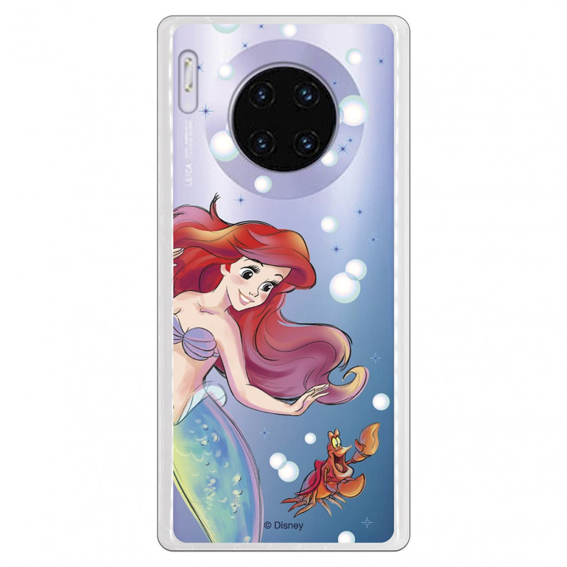 Funda para Huawei Mate 30 Pro Oficial de Disney Ariel y Sebastián Burbujas - La Sirenita