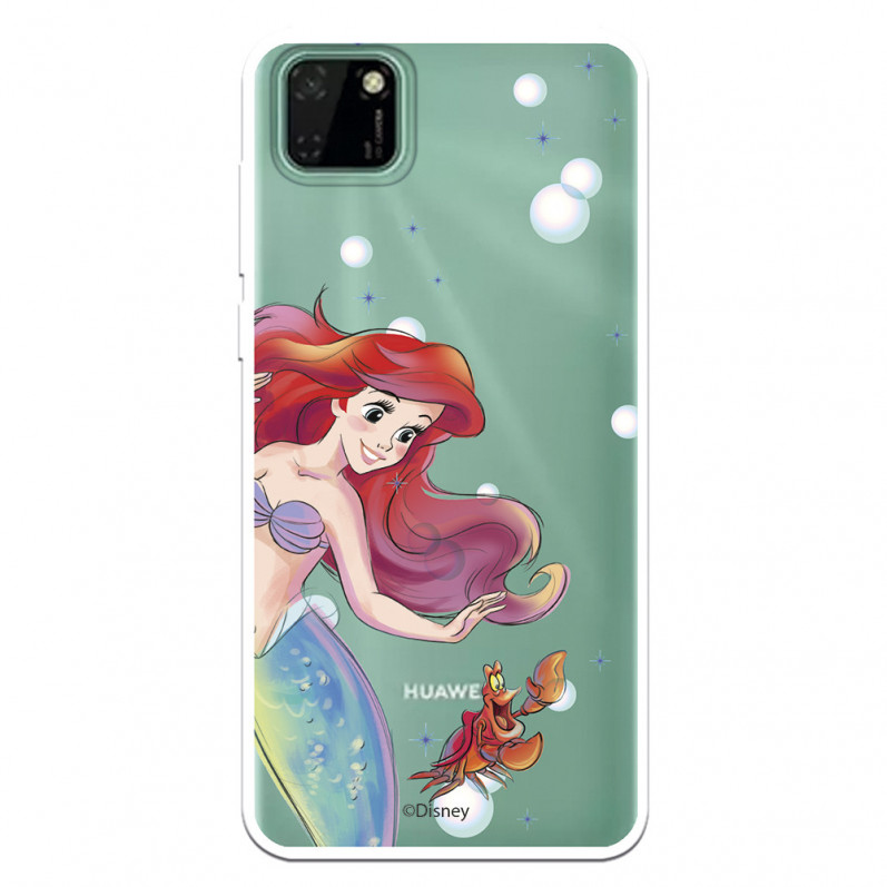 Funda para Huawei Y5p Oficial de Disney Ariel y Sebastián Burbujas - La Sirenita