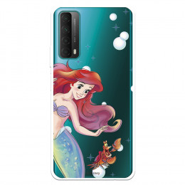 Funda para Huawei P Smart 2021 Oficial de Disney Ariel y Sebastián Burbujas - La Sirenita