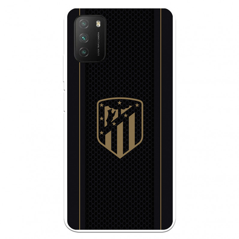 Husă pentru Xiaomi Poco M3 Atleti Golden Shield Black Background - Atletico de Madrid Official Licence
