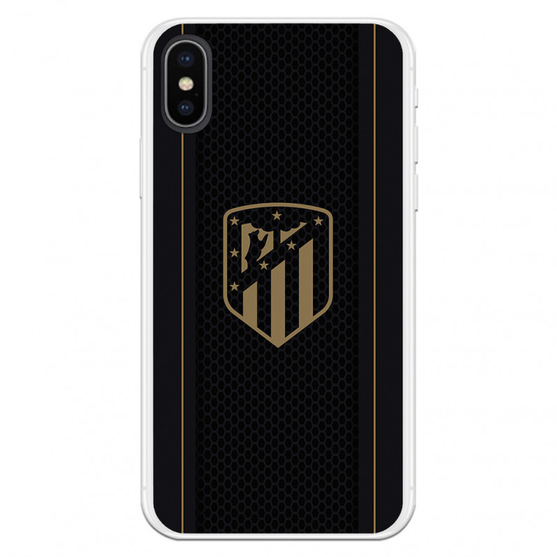 Atleti iPhone XS Cazul de aur scut de aur fundal negru - Atletico de Madrid Licență oficială Atletico de Madrid