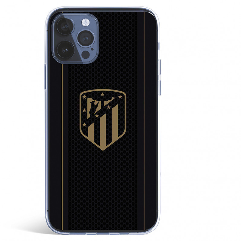 Atleti iPhone 12 Pro Max Gold Shield fundal negru - Atletico Madrid Licență oficială Atletico Madrid