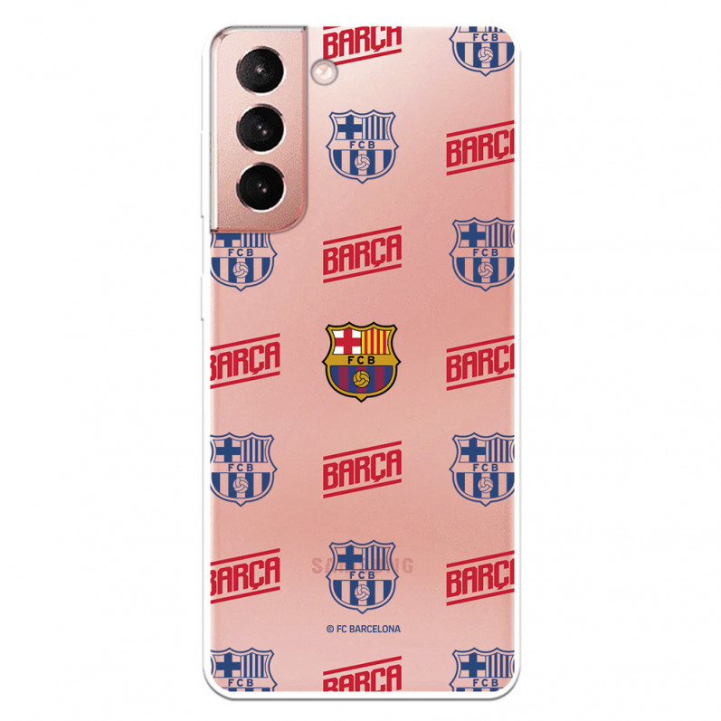 Barcelona Galaxy S21 Samsung Galaxy S21 Scut Barcelona Scut roșu și albastru model transparent - Licență oficială FC Barcelona