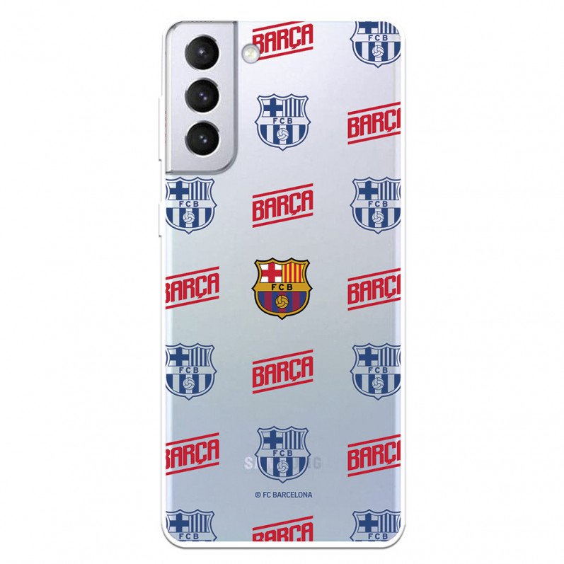 Barcelona Galaxy S21 Plus Case pentru Samsung Barcelona Shield Red și Blue Pattern Transparent - FC Barcelona Official Licence