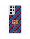 Barcelona Galaxy S21 Ultra Case pentru Samsung Barcelona Shield Checkere Fundalul în carouri - Licență oficială FC Barcelona