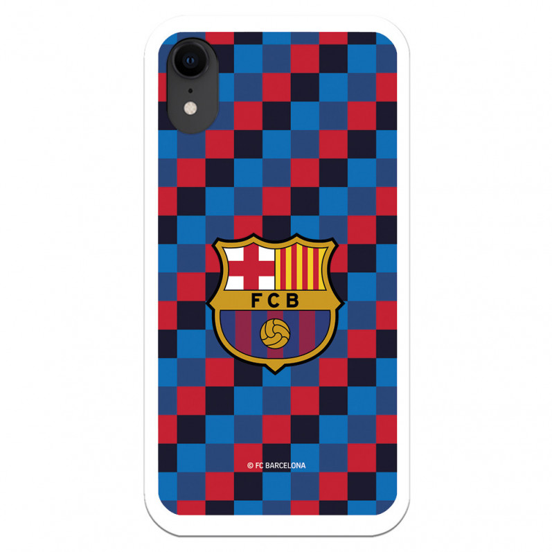 Barcelona Coat of Arms Plaid Background iPhone XR Case - oficial licențiat FC Barcelona