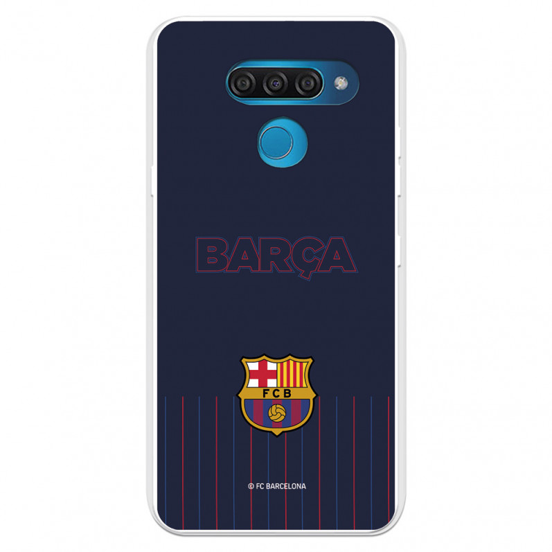 Husă de fundal albastru Barcelona Barsa pentru LG Q60 - Licență oficială FC Barcelona