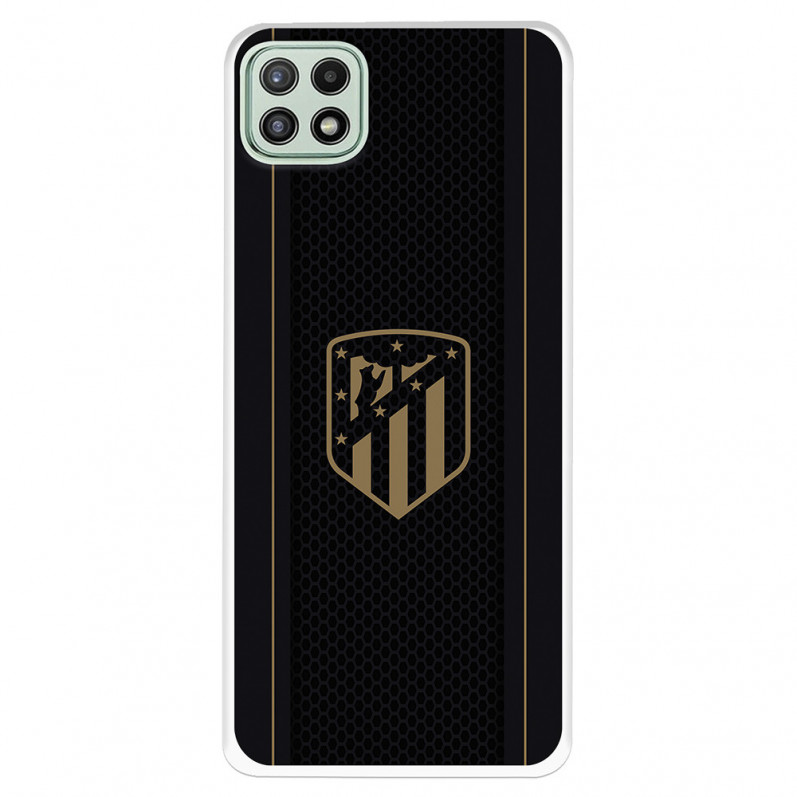 Funda para Samsung Galaxy A22 5G del Atleti Escudo Dorado Fondo Negro - Licencia Oficial Atlético de Madrid