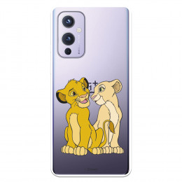 Funda para OnePlus 9 Oficial de Disney Simba y Nala Silueta - El Rey León